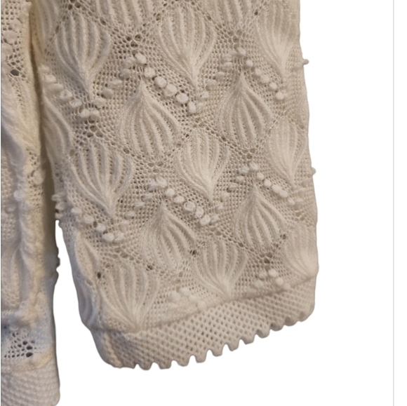 Vintage Cardigan 60s 50s DeMura 100% Acrylic Sz 42 White Cottage Core Coquette - Picture 7 of 10